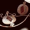 Pomegranate jewelry set, sterling silver (pendant, ring)