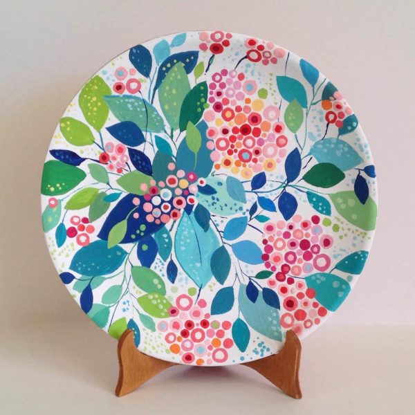 Decorative ceramic plate "Pink Flowers"