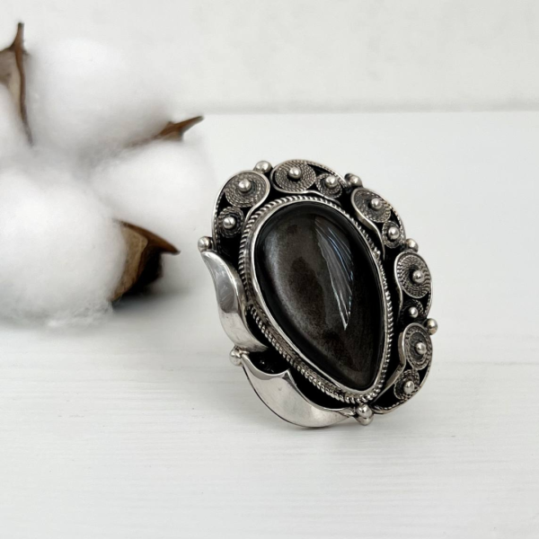 Obsidian Silver Ring