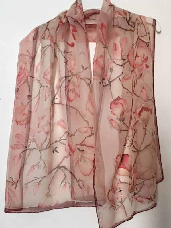 "Cherry Flowers" Silk Scarf