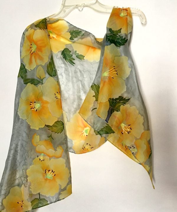 Yellow And Grey Silk Scarf