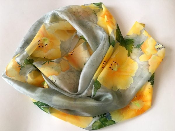 Yellow And Grey Silk Scarf