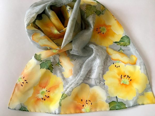 Yellow And Grey Silk Scarf