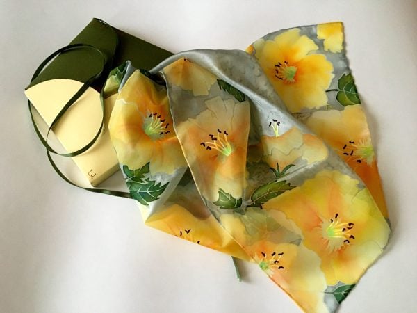 Yellow And Grey Silk Scarf