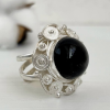 Sterling silver ring "Neptune" | Black obsidian | Handmade Filigran work by Shahinian jewelry