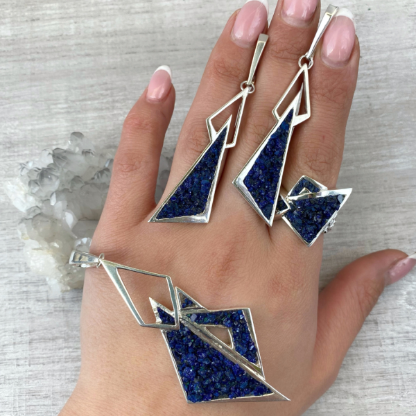 Azurite Silver Earring