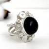 "Neptune" Obsidian Silver Ring