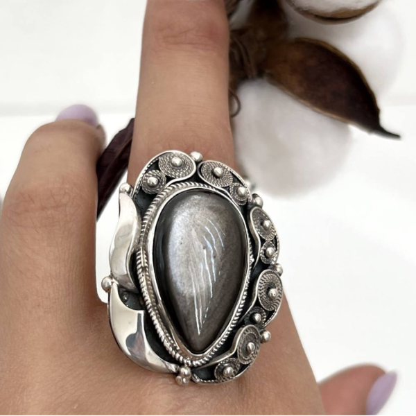 Obsidian Silver Ring