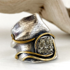 Silver Ring | Exclusive Stones | Golden pyrite | Handmade works | Gilding 24K