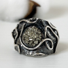 Exclusive silver ring | natural pyrite gemstone | designed by Shahinian jewelry