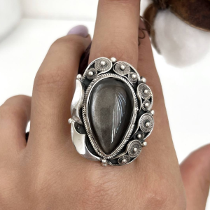 Sterling silver | Black obsidian | Handmade Filigran work by Shahinian jewelry