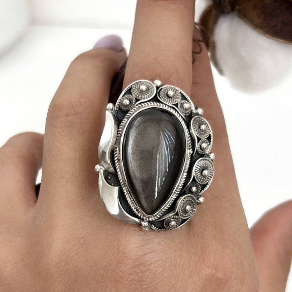 Obsidian Silver Ring