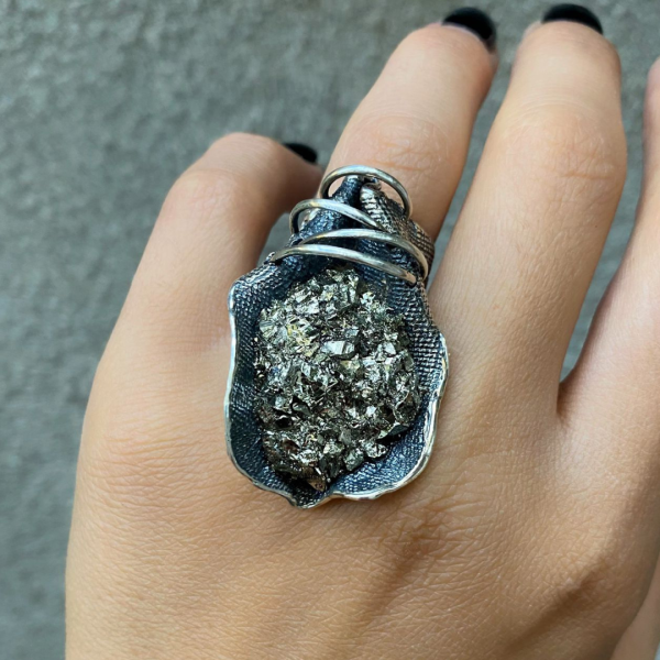 Pyrite Silver Ring