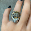 Silver Ring | Exclusive Stones | Golden pyrite | Handmade works | Gilding 24K