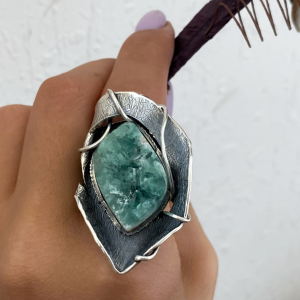 Unique jewelry | silver 925 | natural stone| fluorite | green stone