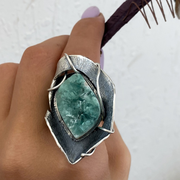 Fluorite Silver Ring