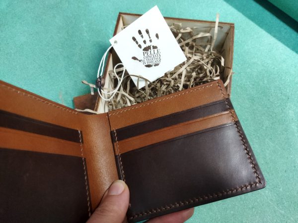 Two color leather wallet for men