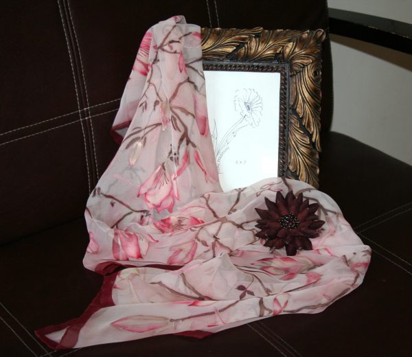 "Cherry Flowers" Silk Scarf