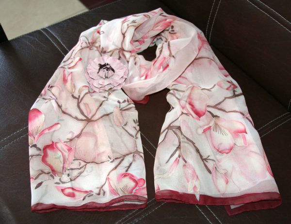 "Cherry Flowers" Silk Scarf