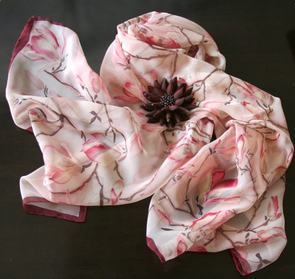 "Cherry Flowers" Silk Scarf