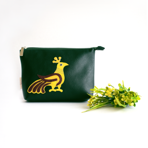 Armenian Bird Ornaments Eco Leather Cosmetic Bag.