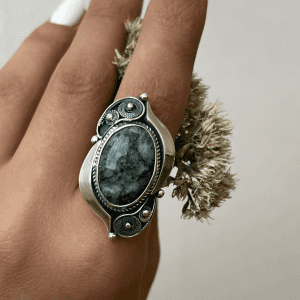 Sterling silver ring with unique agate gemstone| designed by Shahinian jewelry