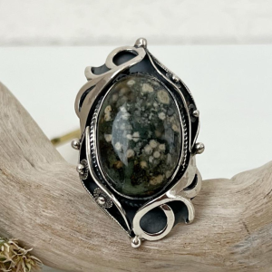 Sterling silver ring with natural agate gemstone | designed by Shahinian jewelry