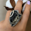 Pyrite and Carborundum Sterling Silver Ring