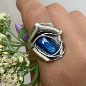 Unique silver ring | handmade jewelry | Natural stones
