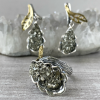24K gold plated silver gift | autumn leaves | natural gemstone pyrite