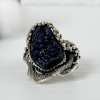 Exclusive silver ring| natural blue azurite | designed by Shahinia jewelry