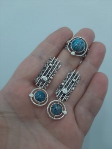 Silver Jewelry Set with natural Stones