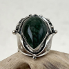 Sterling silver ring | natural agate | green ring