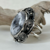 Sterling silver ring with white agate gemstone| designed by Shahinian jewelry