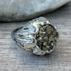 24K Gold Plated Pyrite Silver Ring