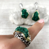 24K Gold Plated Sterling Silver Malachite Jewelry Set