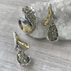 24K gold plated silver gift | autumn leaves | natural gemstone pyrite