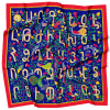 Armenian Alphabet silk scarf / Blue