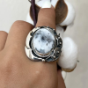 Sterling silver ring with white agate gemstone| designed by Shahinian jewelry