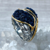 24K gold plated silver and natural gemstone azurite by Shahinian jewelry