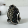 Pyrite and Carborundum Sterling Silver Ring