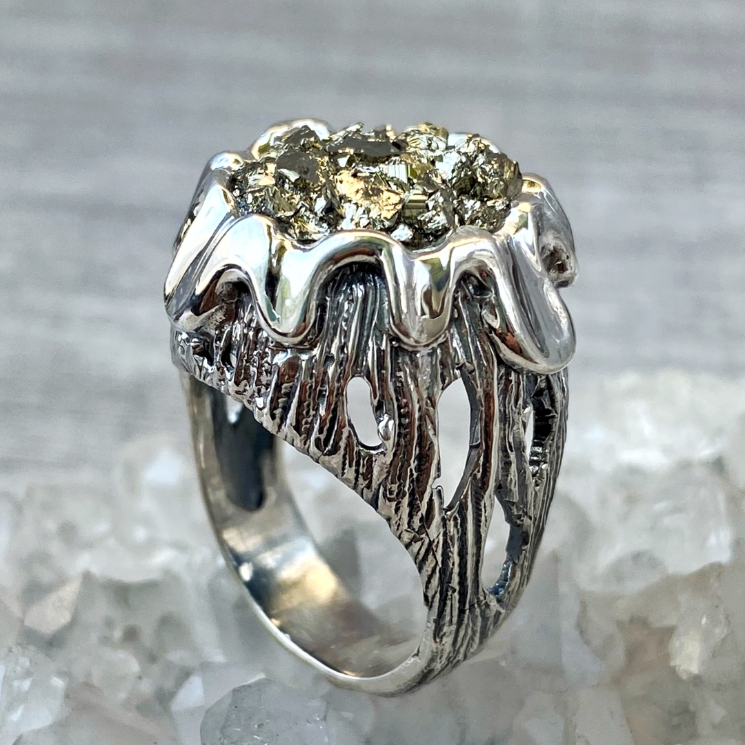 Sterling Silver & Gold Plated Floral Swirl Ring_ The Shops at Mount Vernon