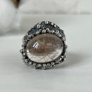 Unique gemstone ring | Handmade jewelry | rutilated quartz | designed by Shahinian