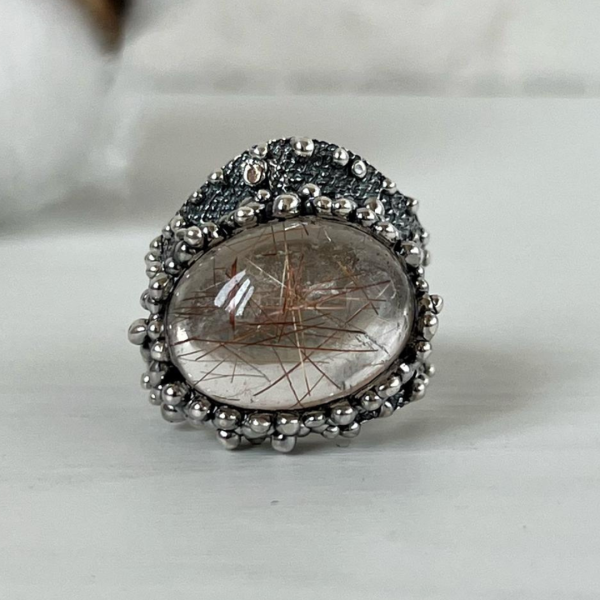 Rutilated Quartz Silver Ring