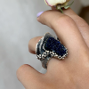 Exclusive silver ring| natural blue azurite | designed by Shahinia jewelry