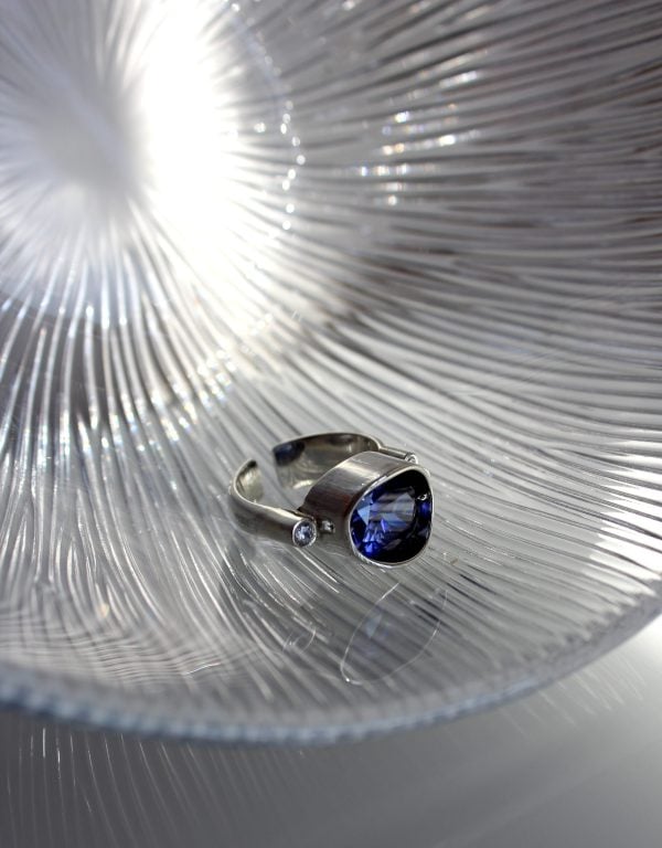 Blue Cocktail Ring “Sparkle”