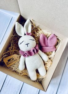 Handmade Toy Sleepy Bunny & Earing Ringtoy