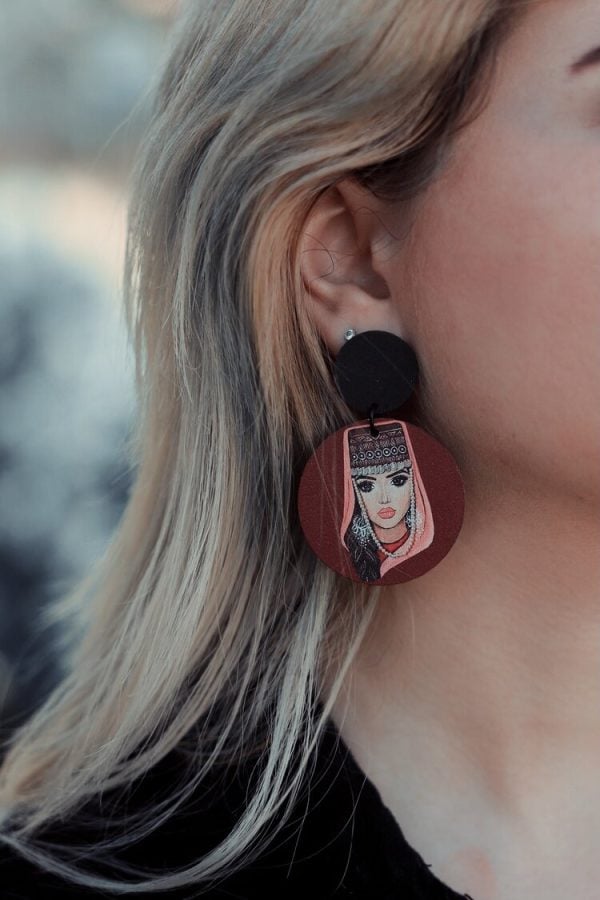 "Armenian Girl" Wooden Earrings