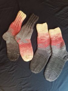Hand knitted socks for a pair