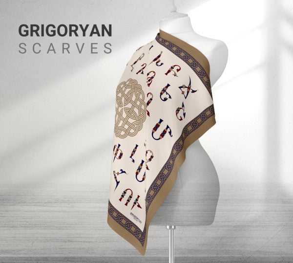 Gold Armenian Alphabet Scarf